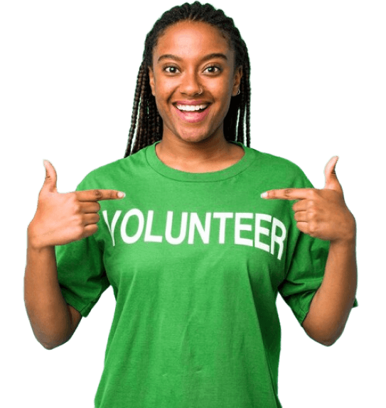 Lady wearing Volunteer shirt